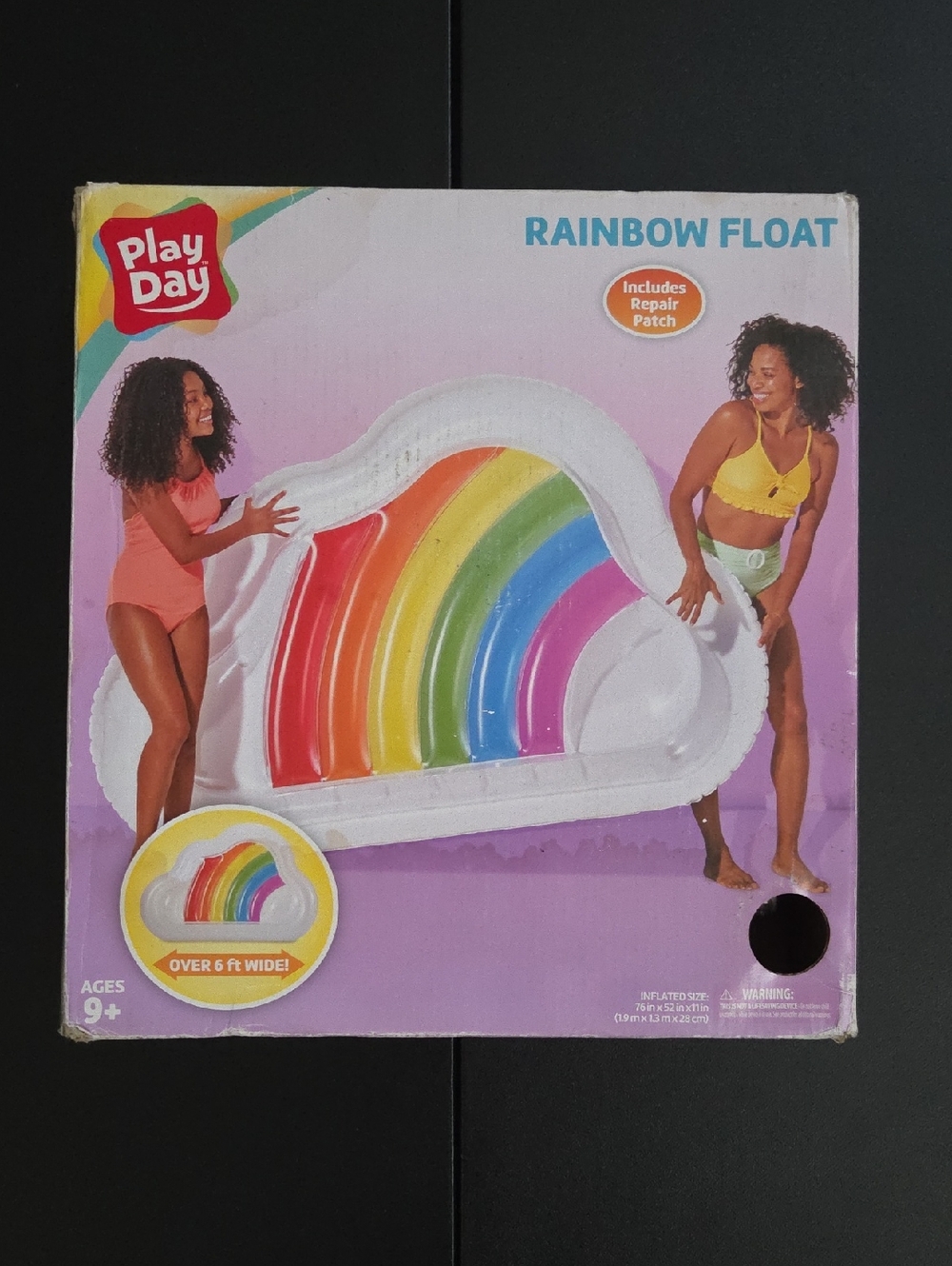 NEW Play Day Swimming Pool Rainbow Float 6ft Wide Cloud Shape Ages 9+